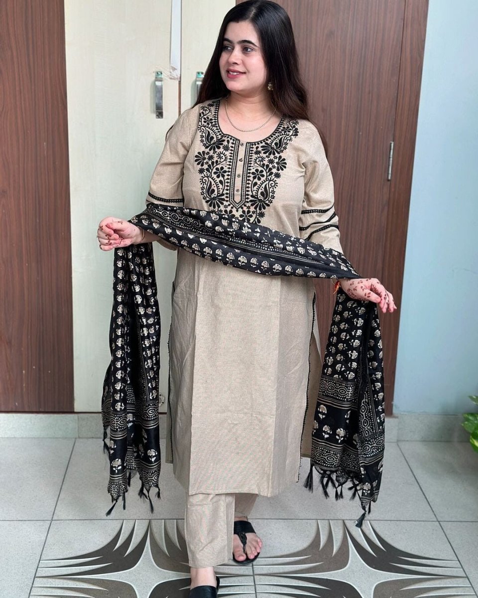 Cotton Designer Tunic Party Embroidered Kurti Salwar kameez Wear Kurti Dress - 001FASHIONFORWARD