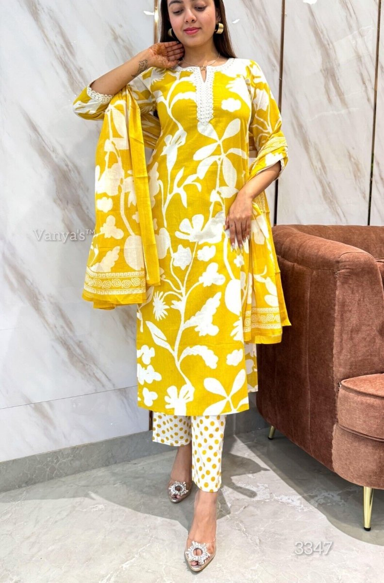 Cotton Dress Pakistani Salwar Kameez Readymade Suits Indian Wedding Party 3 Pc - 001FASHIONFORWARD