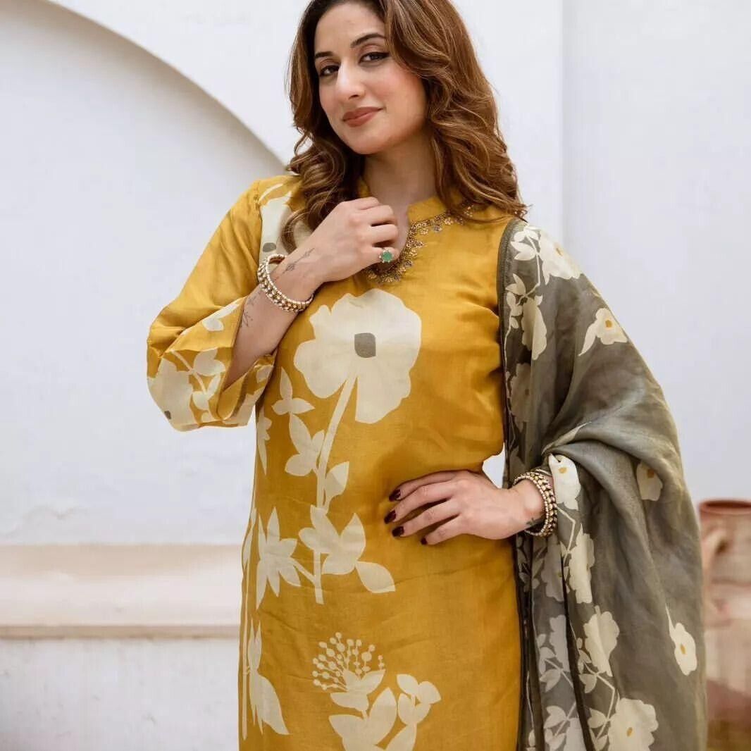 Cotton Printed Punjabi Salwar Kameez – 3 - Piece Indian Pakistani Ethnic Floral - 001FASHIONFORWARD