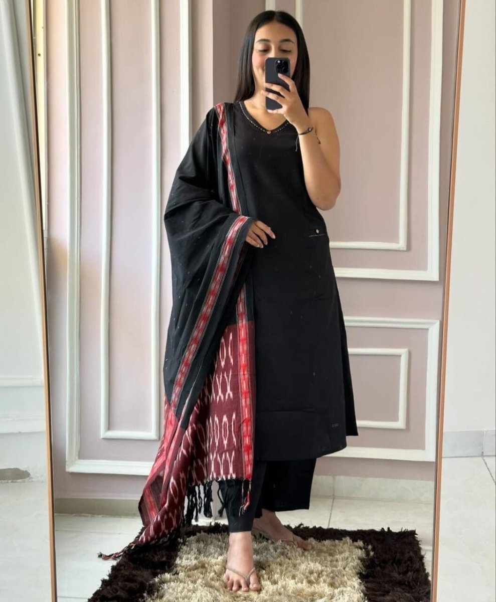 Cotton Slub Beautiful Salwar Kameez Set Bollywood Wedding Wear Kurta Pant Set - 001FASHIONFORWARD