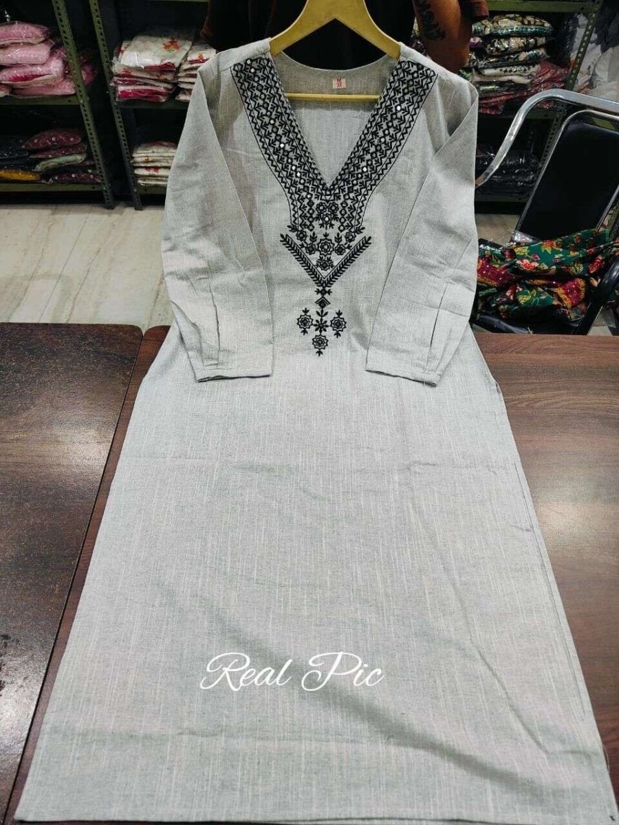 2 pcs Beautiful Partywear Khadi Cotton Salwar Suit Indian Women Kurti Pant Set - 001FASHIONFORWARD