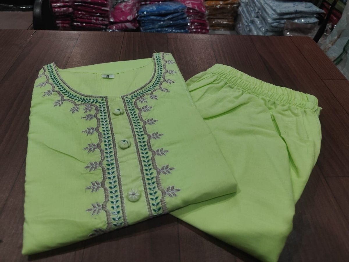 2 pcs Cotton Salwar Kameez Women Bollywood Party Wear Top Tunic Kurti Set - 001FASHIONFORWARD