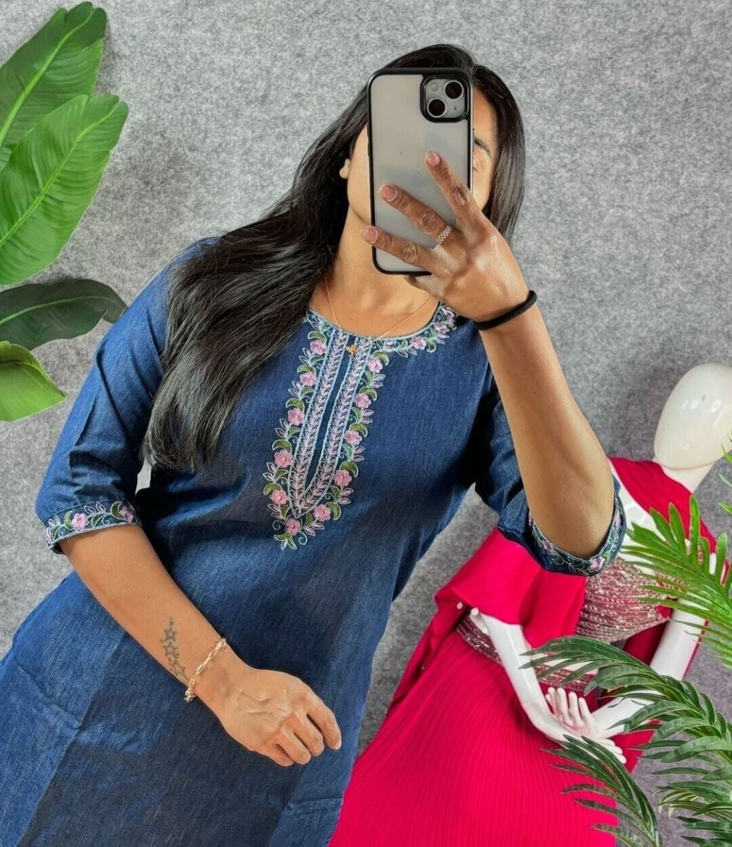 2 pcs Cotton Solid night Suit Kurti Set Women Ethnic Kurta Pant Set Dress - 001FASHIONFORWARD