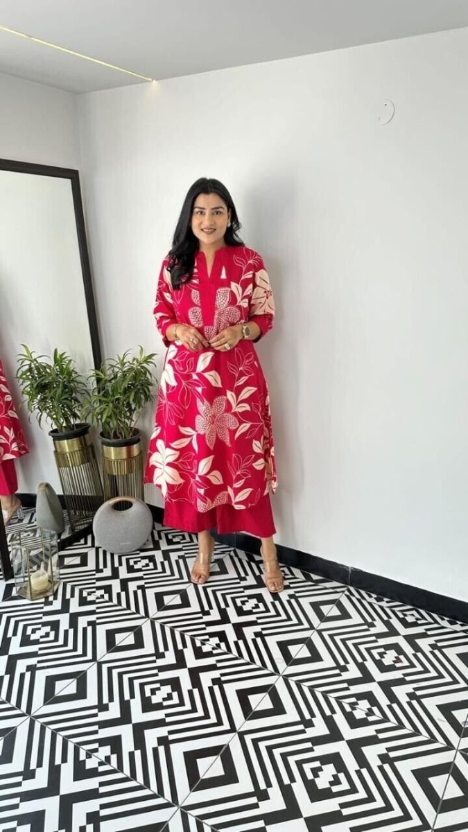 2 Pcs Cotton Wear Kurta with pant Indian Readymade Beautiful Salwar Kameez - 001FASHIONFORWARD