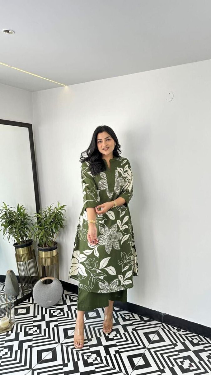 2 Pcs Cotton Wear Kurta with pant Indian Readymade Beautiful Salwar Kameez - 001FASHIONFORWARD