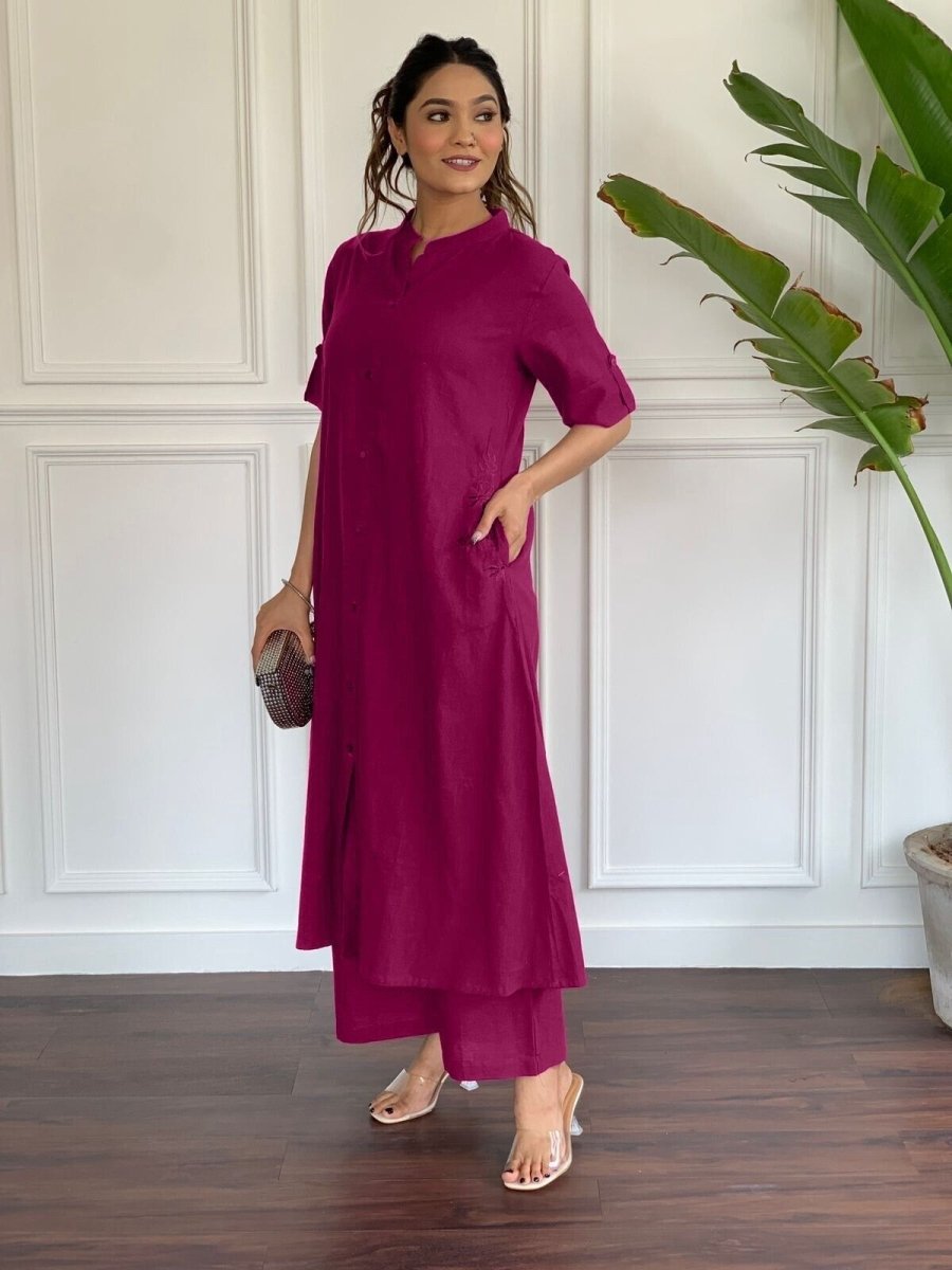 2 pcs Solid Indian Salwar Kameez Readymade Suits Indian casual dress cotton - 001FASHIONFORWARD