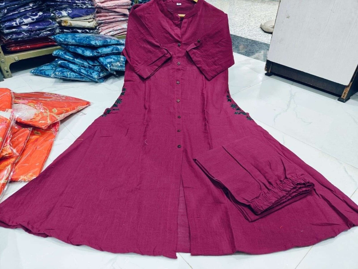 2 pcs Solid Indian Salwar Kameez Readymade Suits Indian casual dress cotton - 001FASHIONFORWARD