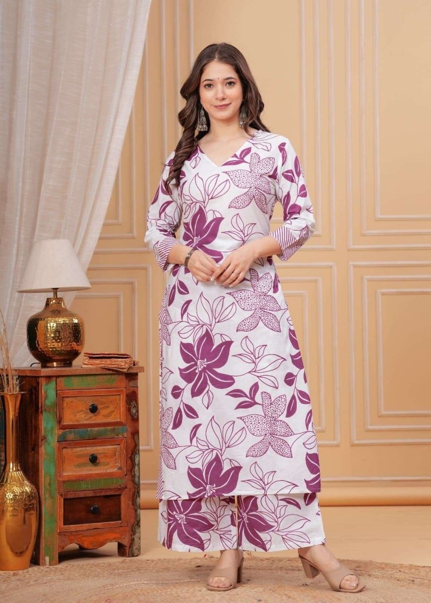 2 - Piece Cotton Pakistani Printed Wedding & Party Wear Sharara Suit – Bollywood S - 001FASHIONFORWARD