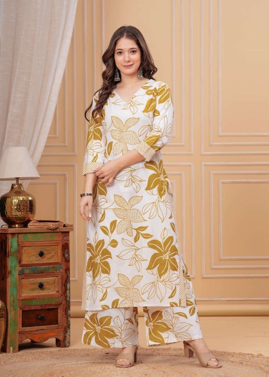 2 - Piece Cotton Pakistani Printed Wedding & Party Wear Sharara Suit – Bollywood S - 001FASHIONFORWARD