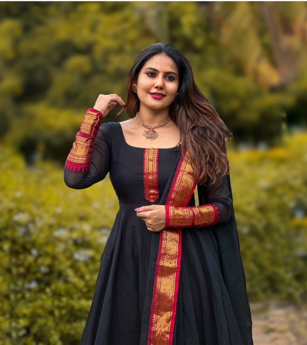 Anarkali Gown Pakistani Salwar Kameez Ready made Wedding Partywear Chanderi silk - 001FASHIONFORWARD