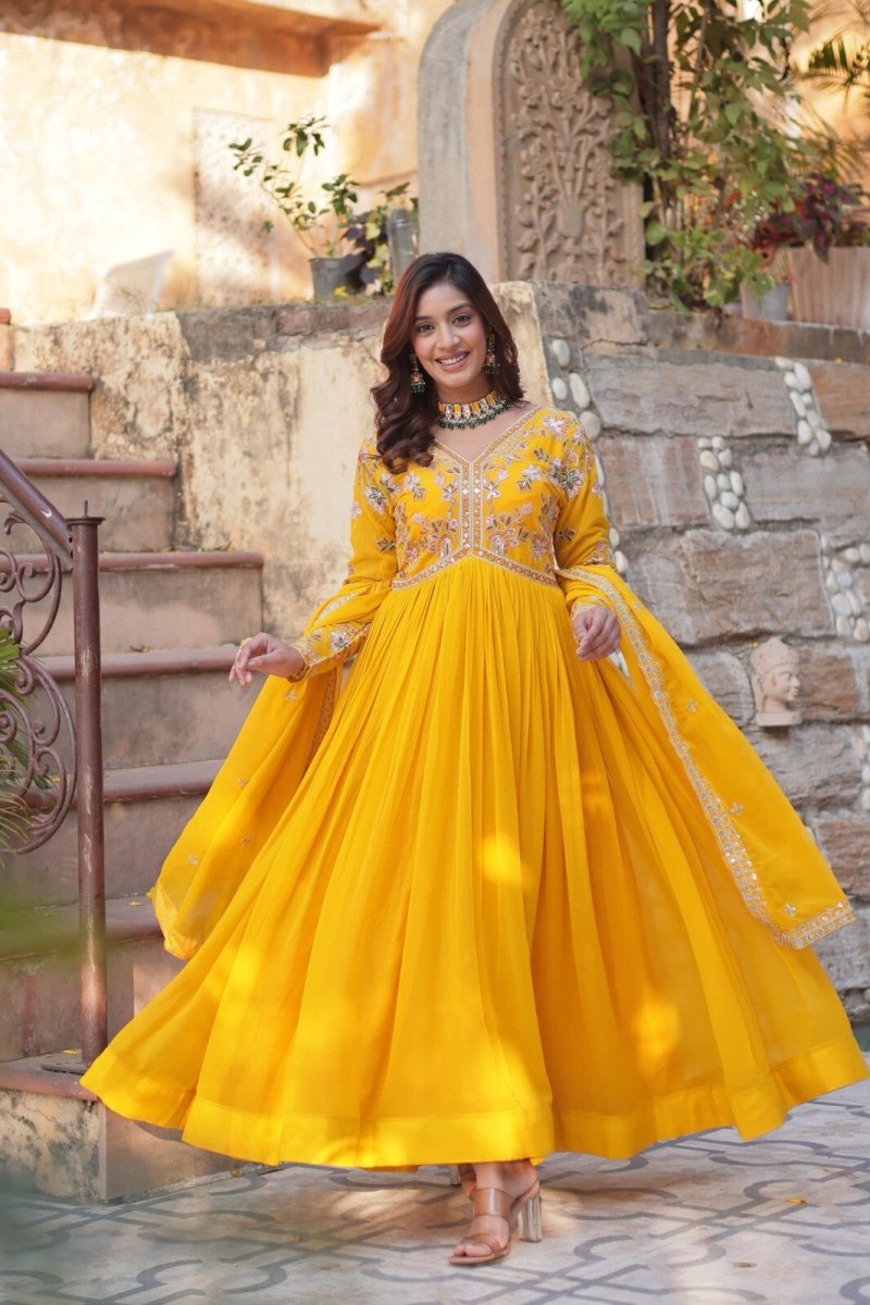 Anarkali Gown Red Pakistani Dress Suit Wear Indian Bollywood Long full length - 001FASHIONFORWARD