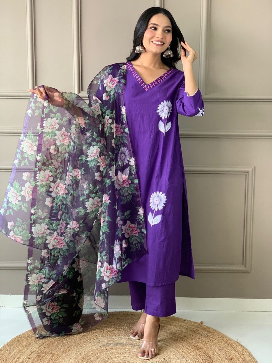 Beautiful Designer Cotton Kurti Suit Set Women's Bollywood Salwar Kameez Clothes - 001FASHIONFORWARD