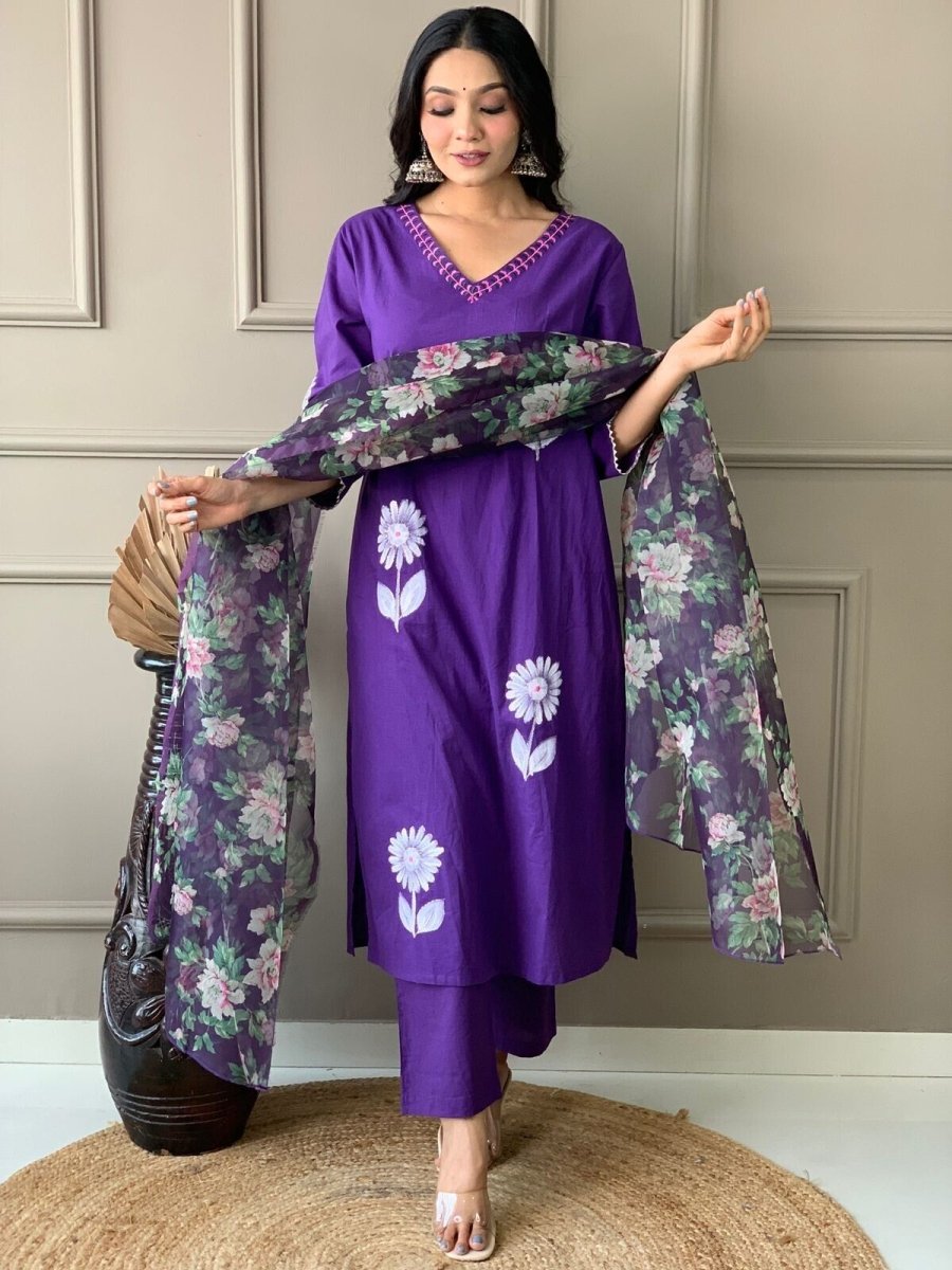 Beautiful Designer Cotton Kurti Suit Set Women's Bollywood Salwar Kameez Clothes - 001FASHIONFORWARD