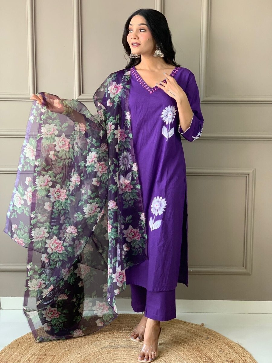 Beautiful Designer Cotton Kurti Suit Set Women's Bollywood Salwar Kameez Clothes - 001FASHIONFORWARD