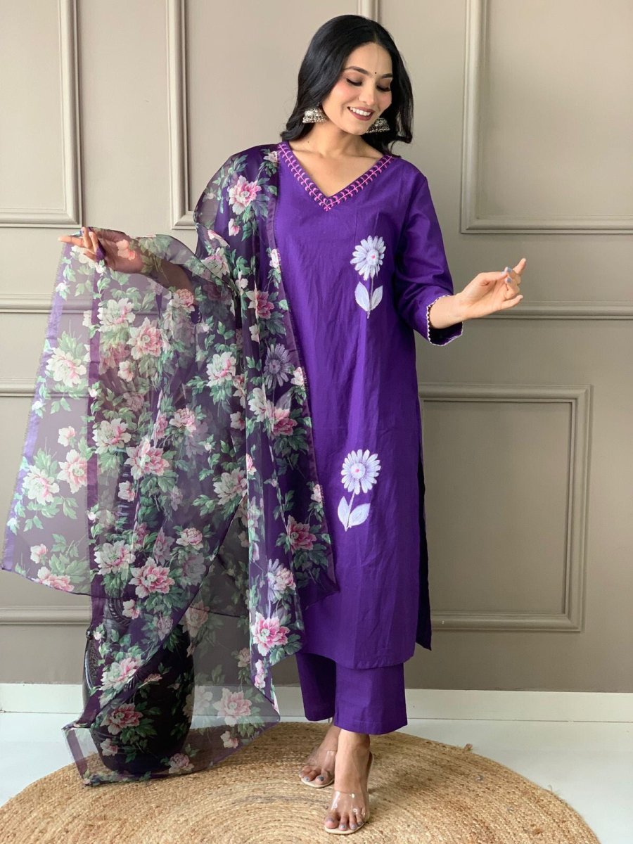 Beautiful Designer Cotton Kurti Suit Set Women's Bollywood Salwar Kameez Clothes - 001FASHIONFORWARD