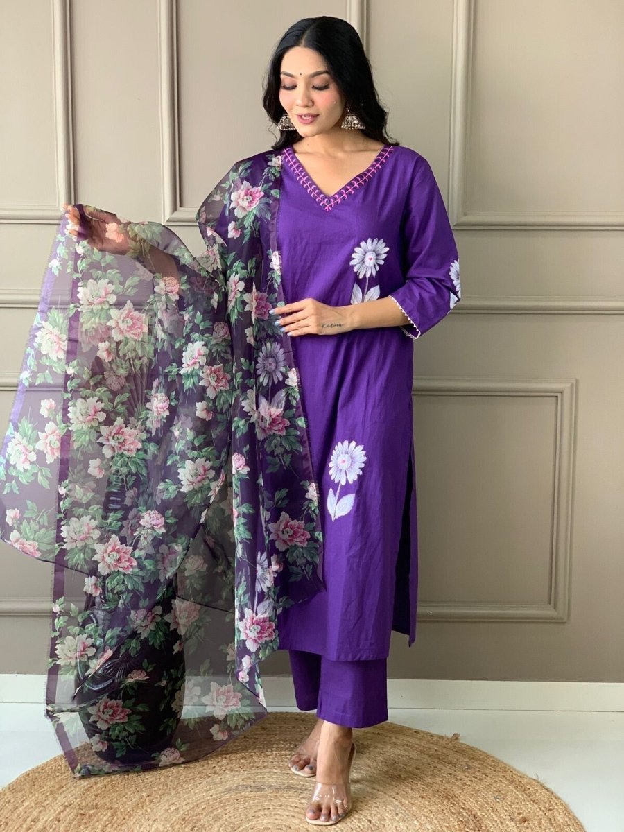 Beautiful Designer Cotton Kurti Suit Set Women's Bollywood Salwar Kameez Clothes - 001FASHIONFORWARD