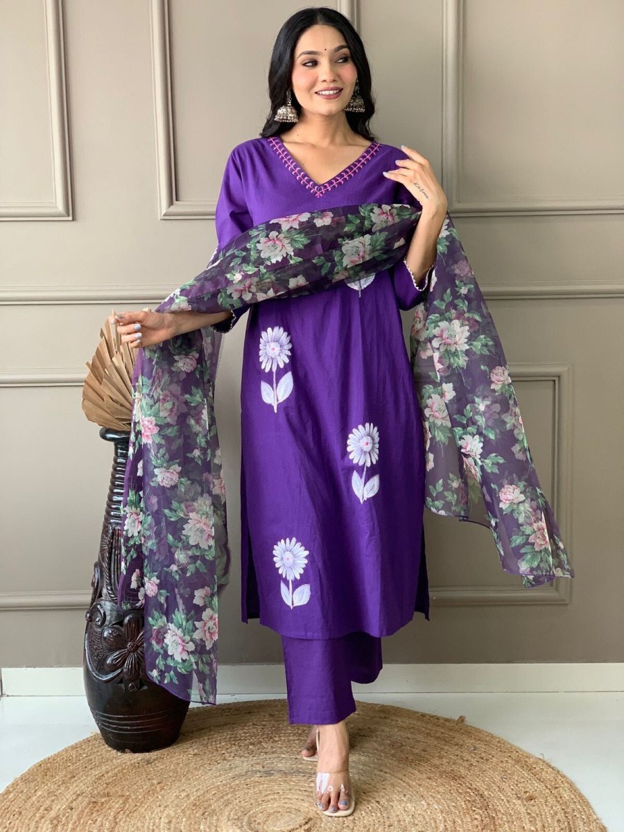 Beautiful Designer Cotton Kurti Suit Set Women's Bollywood Salwar Kameez Clothes - 001FASHIONFORWARD