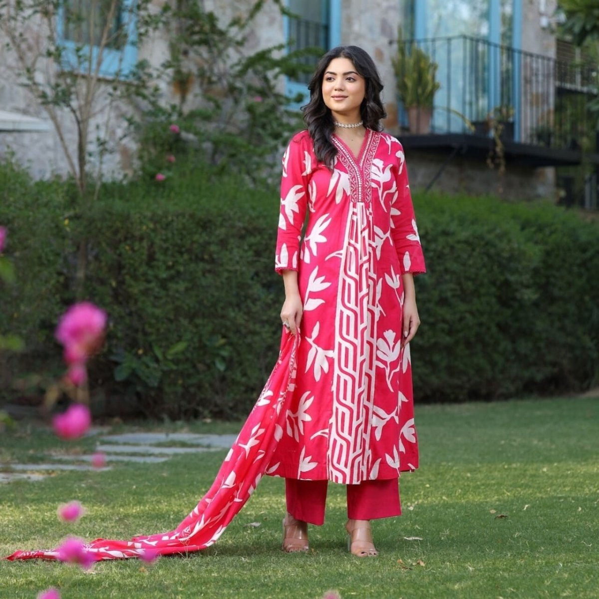 Beautiful Designer Salwar kameez Kurta Women's Cotton Tunic Long Kurti Dress - 001FASHIONFORWARD