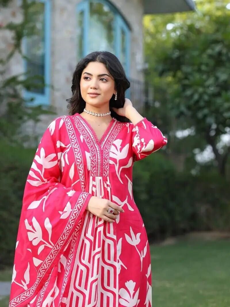 Beautiful Designer Salwar kameez Kurta Women's Cotton Tunic Long Kurti Dress - 001FASHIONFORWARD
