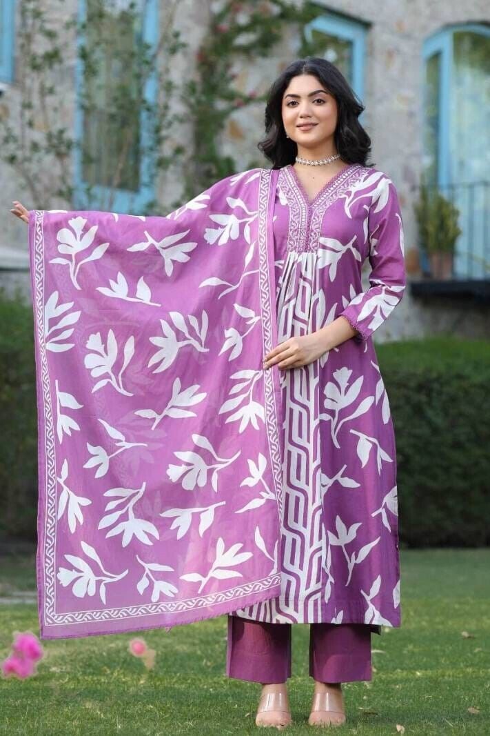 Beautiful Designer Salwar kameez Kurta Women's Cotton Tunic Long Kurti Dress - 001FASHIONFORWARD