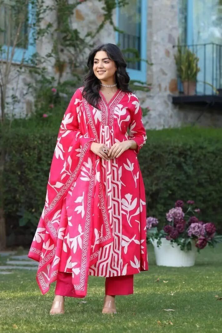 Beautiful Designer Salwar kameez Kurta Women's Cotton Tunic Long Kurti Dress - 001FASHIONFORWARD