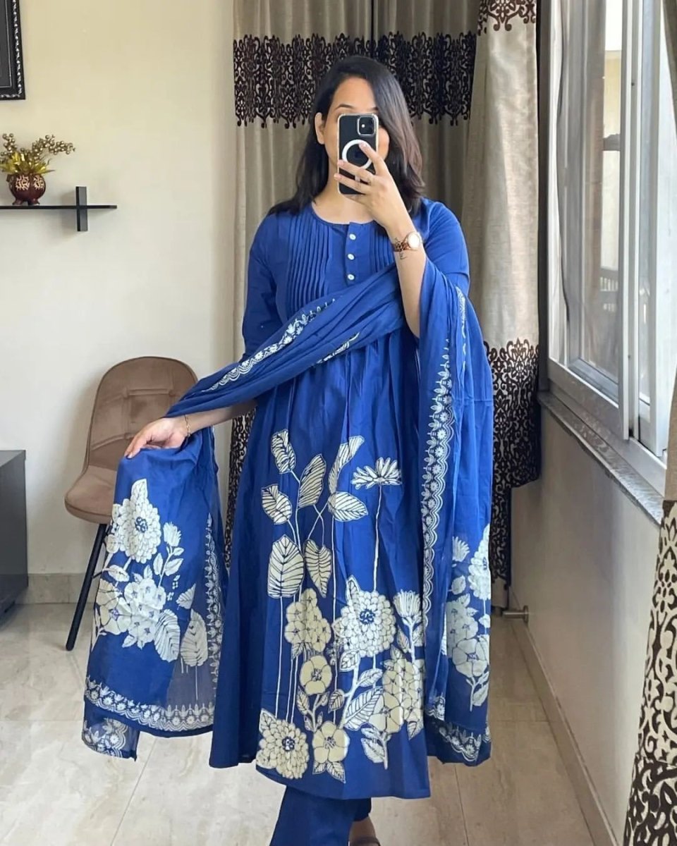 Bollywood Cotton Salwar Suit Kurti Women Designer Kurta Pant Dupatta Set Dress - 001FASHIONFORWARD