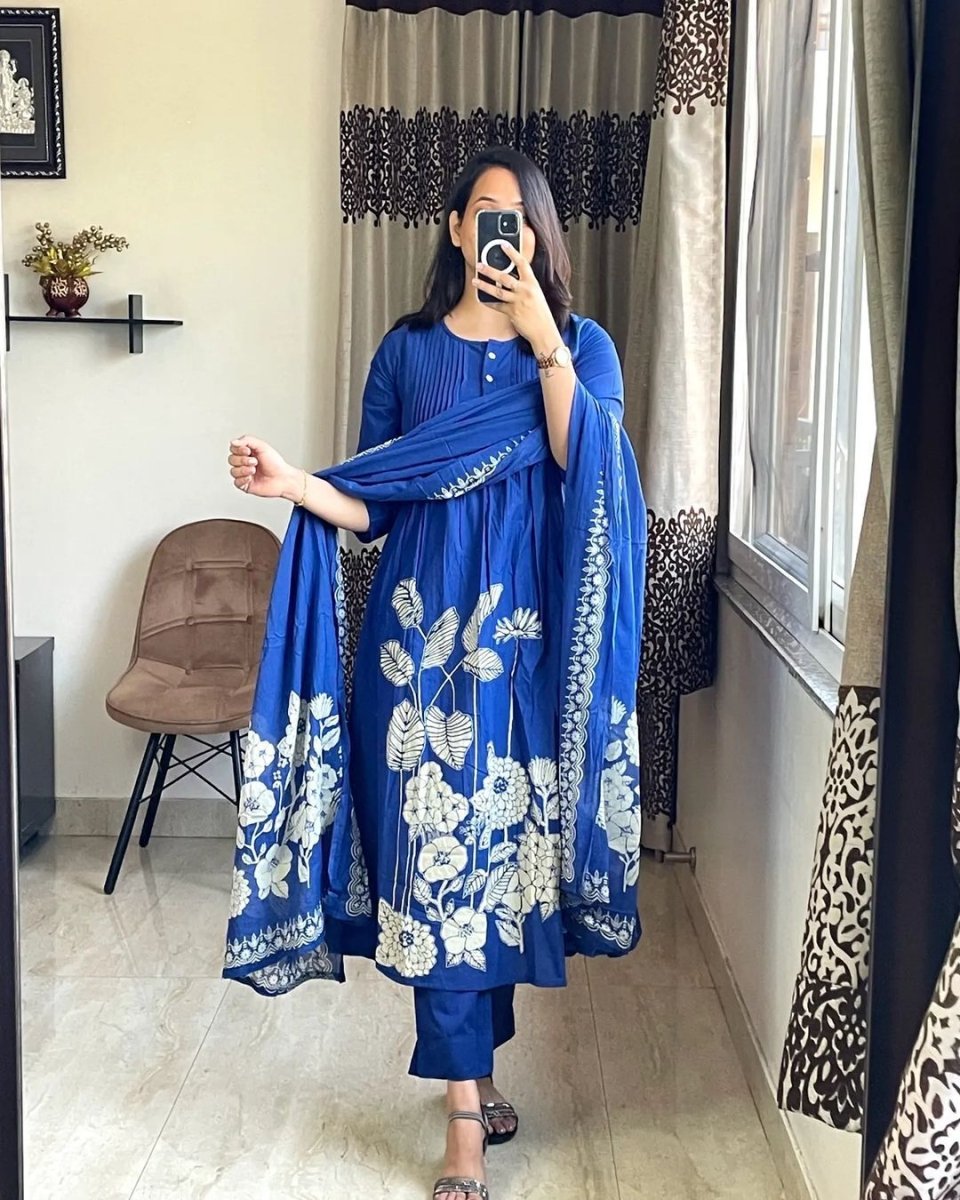 Bollywood Cotton Salwar Suit Kurti Women Designer Kurta Pant Dupatta Set Dress - 001FASHIONFORWARD