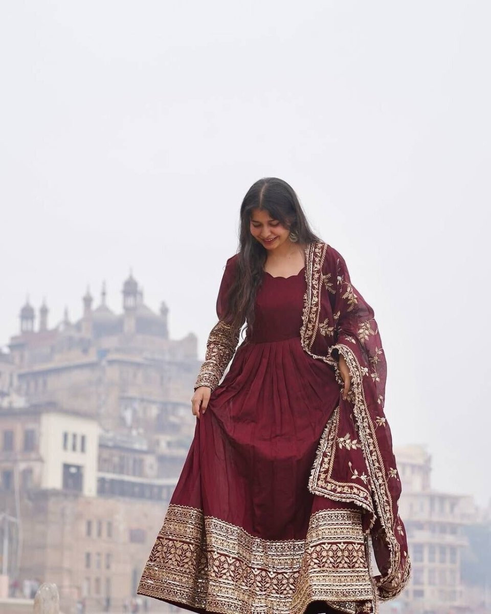 Bollywood Designer Indian Pakistani ReadyMade Anarkali Gown Georgette Wedding - 001FASHIONFORWARD
