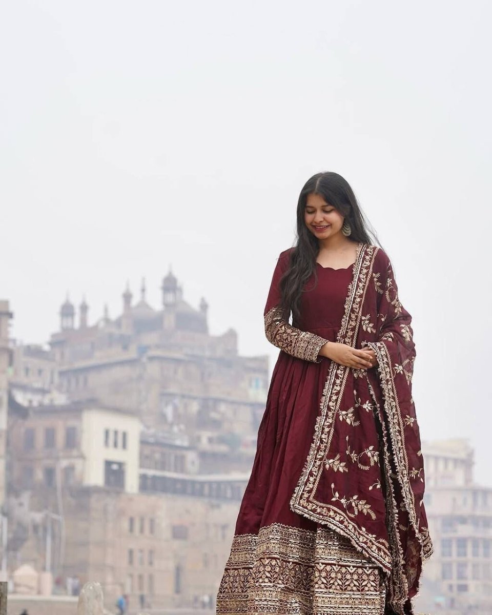 Bollywood Designer Indian Pakistani ReadyMade Anarkali Gown Georgette Wedding - 001FASHIONFORWARD