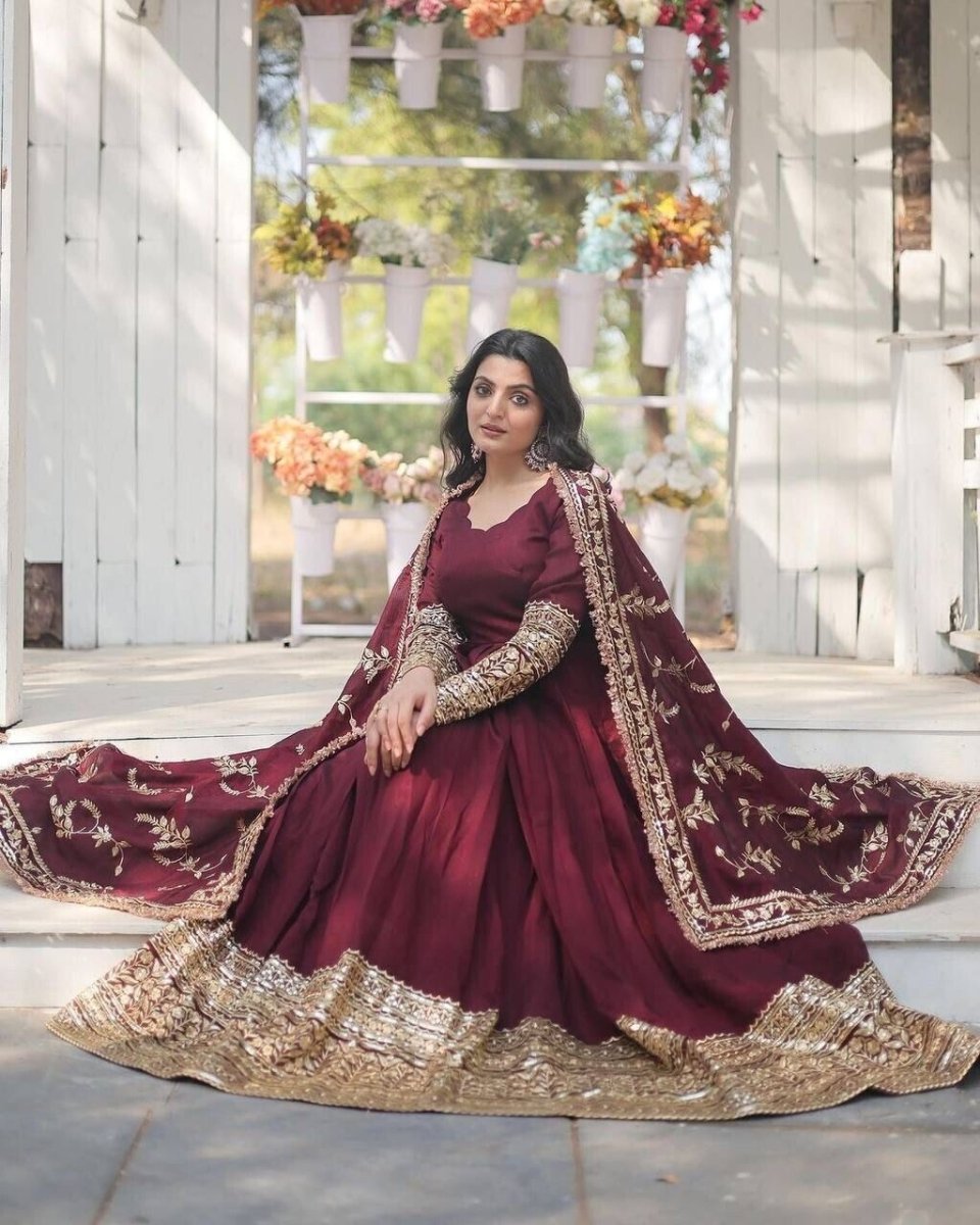 Bollywood Designer Indian Pakistani ReadyMade Anarkali Gown Georgette Wedding - 001FASHIONFORWARD