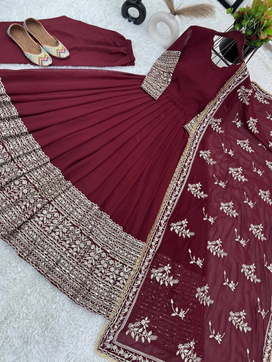 Bollywood Designer Indian Pakistani ReadyMade Anarkali Gown Georgette Wedding - 001FASHIONFORWARD