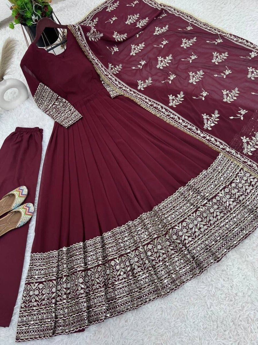 Bollywood Designer Indian Pakistani ReadyMade Anarkali Gown Georgette Wedding - 001FASHIONFORWARD