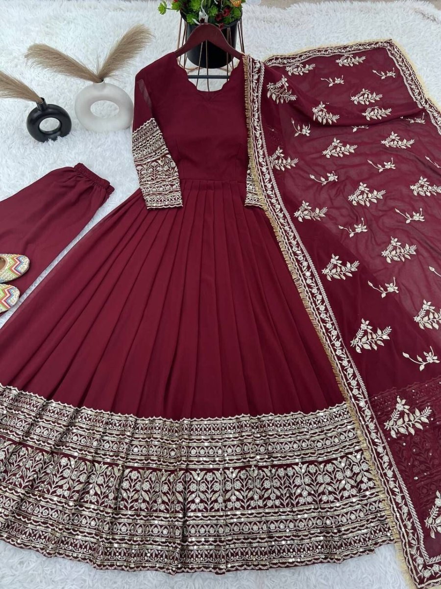 Bollywood Designer Indian Pakistani ReadyMade Anarkali Gown Georgette Wedding - 001FASHIONFORWARD