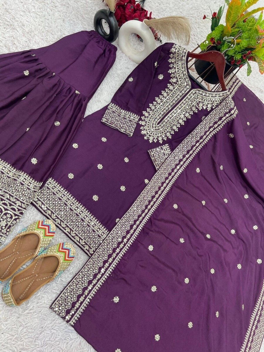 Bollywood Designer Indian ReadyMade Salwar Kameez Party Wear Suit with Sharara - 001FASHIONFORWARD