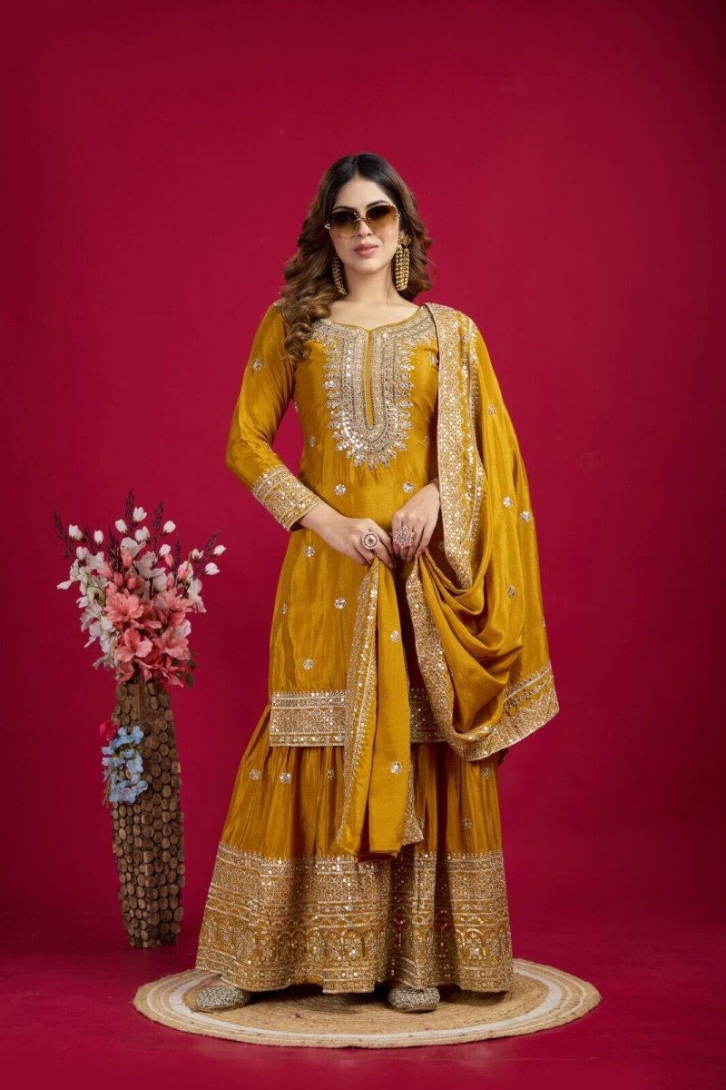 Bollywood Designer Indian ReadyMade Salwar Kameez Party Wear Suit with Sharara - 001FASHIONFORWARD