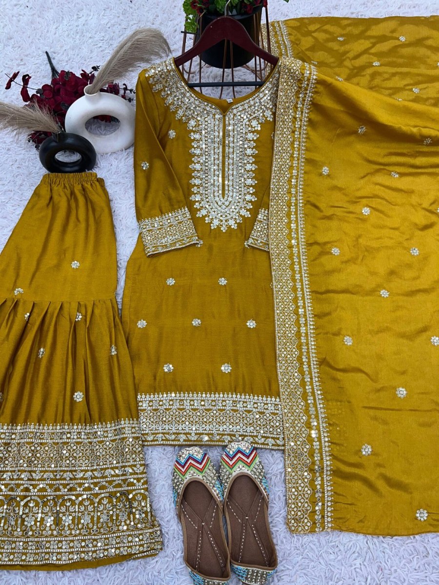 Bollywood Designer Indian ReadyMade Salwar Kameez Party Wear Suit with Sharara - 001FASHIONFORWARD
