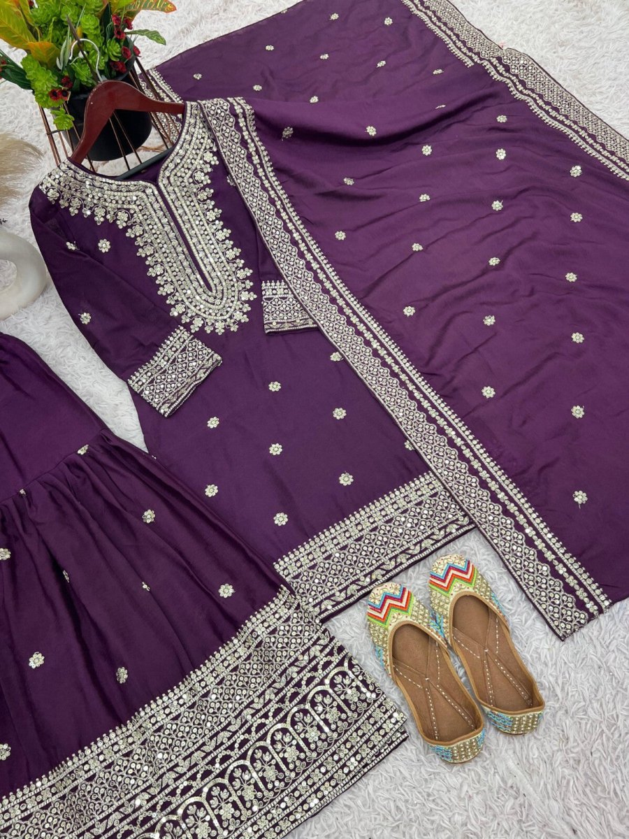Bollywood Designer Indian ReadyMade Salwar Kameez Party Wear Suit with Sharara - 001FASHIONFORWARD