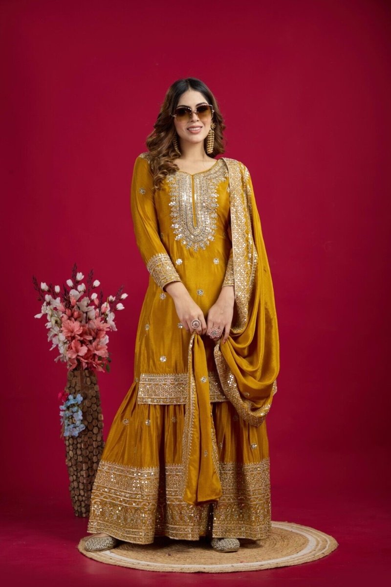 Bollywood Designer Indian ReadyMade Salwar Kameez Party Wear Suit with Sharara - 001FASHIONFORWARD