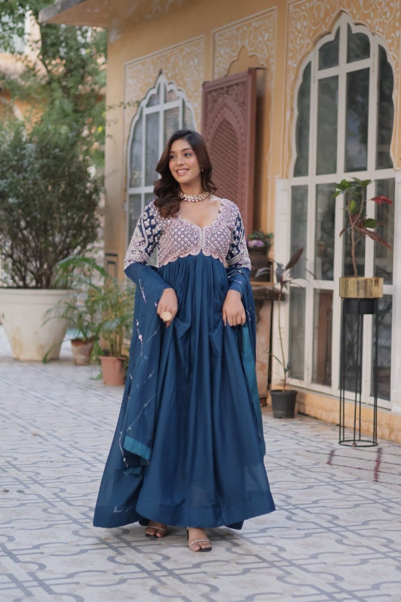 Bollywood - Inspired Pakistani Indian Wedding Flared anarkali Gown Set suit - 001FASHIONFORWARD