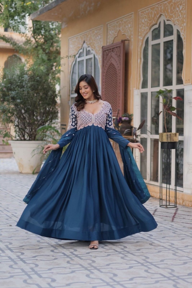 Bollywood - Inspired Pakistani Indian Wedding Flared anarkali Gown Set suit - 001FASHIONFORWARD