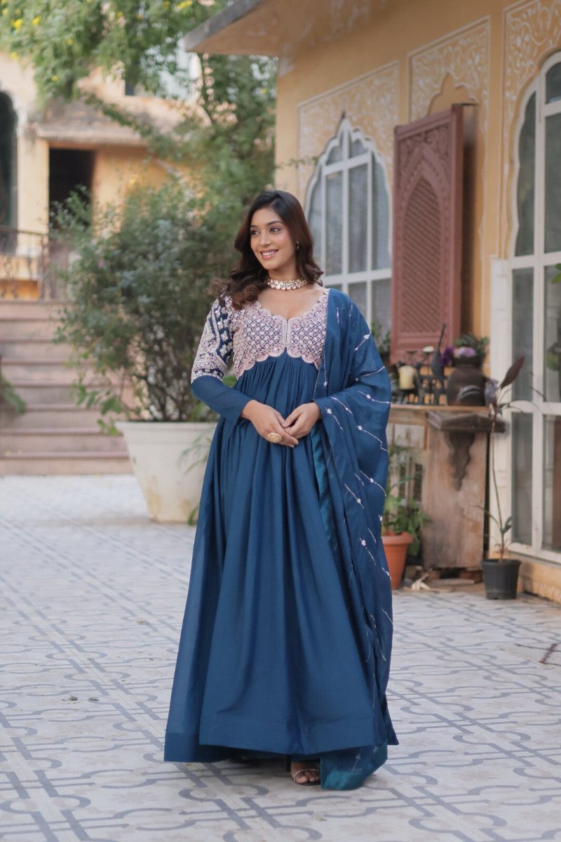 Bollywood - Inspired Pakistani Indian Wedding Flared anarkali Gown Set suit - 001FASHIONFORWARD