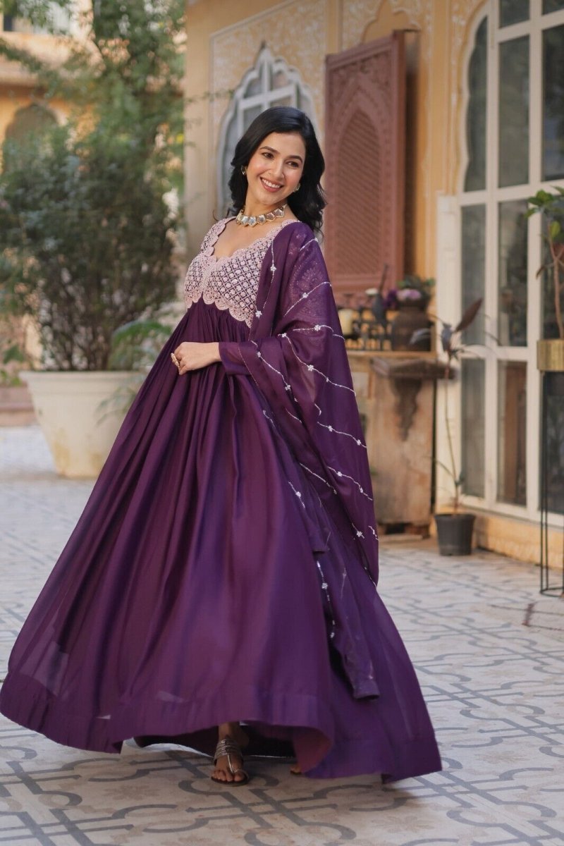 Bollywood - Inspired Pakistani Indian Wedding Flared anarkali Gown Set suit - 001FASHIONFORWARD