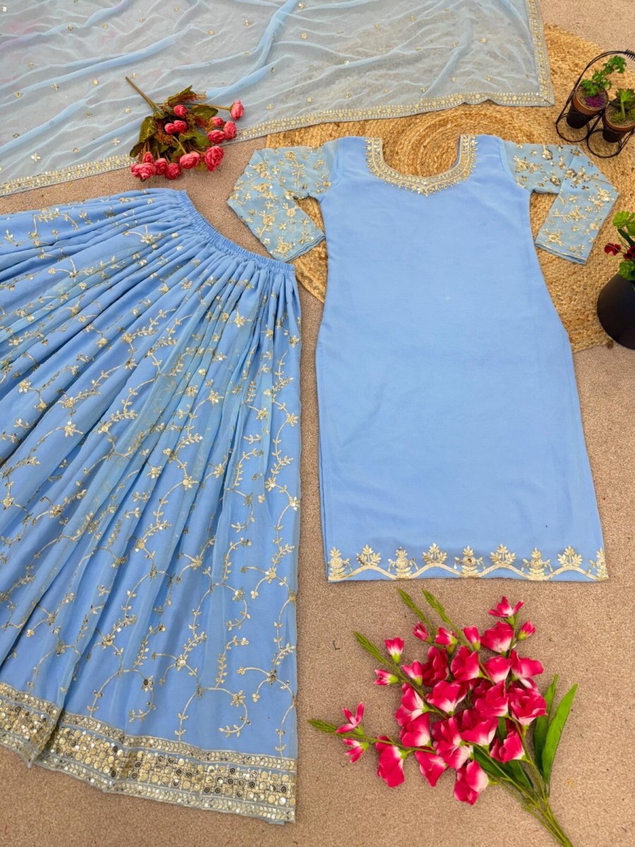 Bollywood Sharara Suit Ethnic Indian Kameez Salwar Pakistani Designer Georgette - 001FASHIONFORWARD