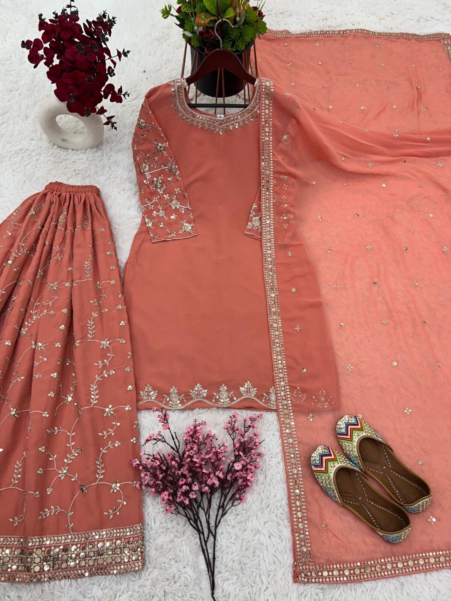 Bollywood Sharara Suit Ethnic Indian Kameez Salwar Pakistani Designer Georgette - 001FASHIONFORWARD