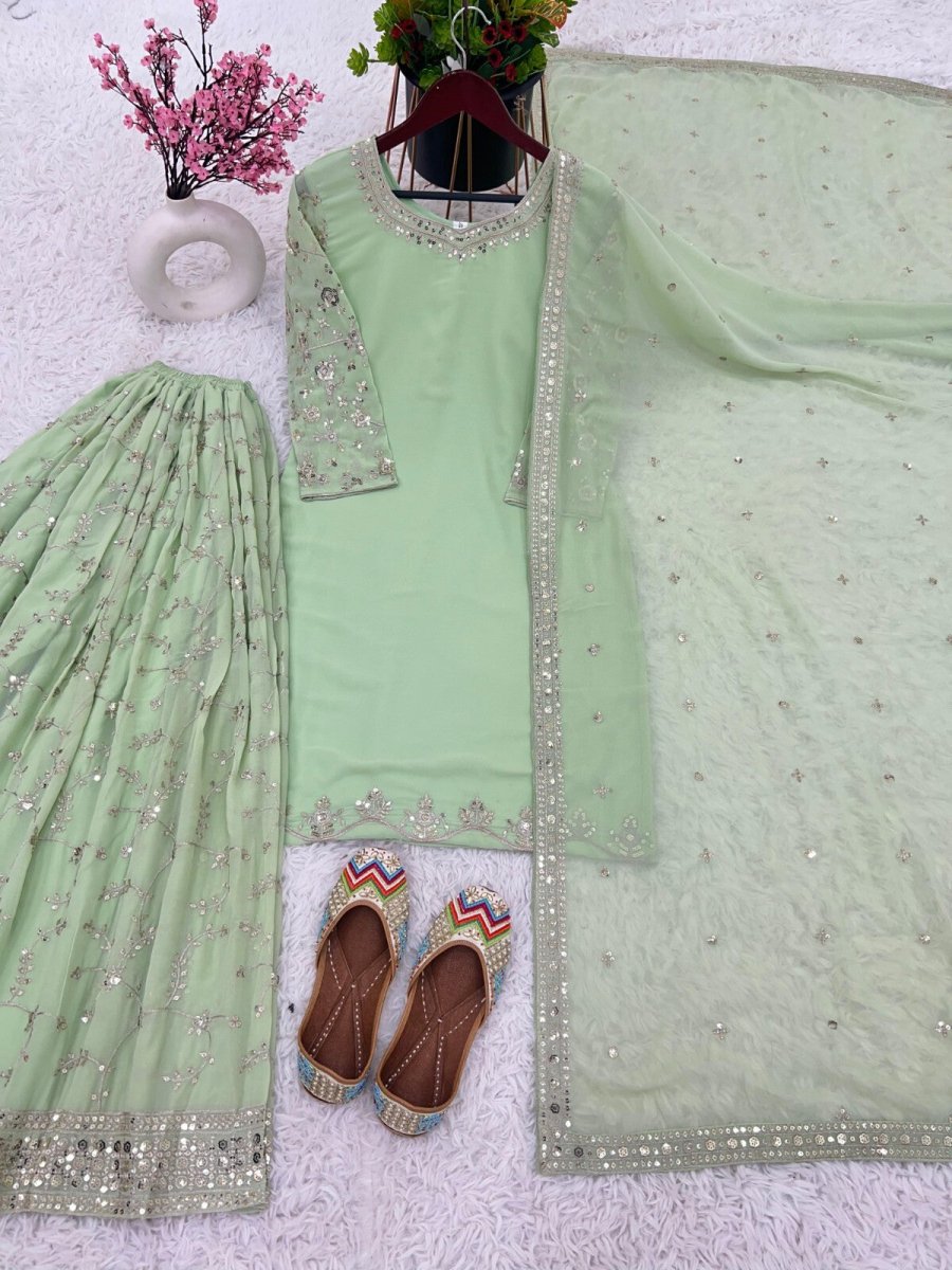 Bollywood Sharara Suit Ethnic Indian Kameez Salwar Pakistani Designer Georgette - 001FASHIONFORWARD