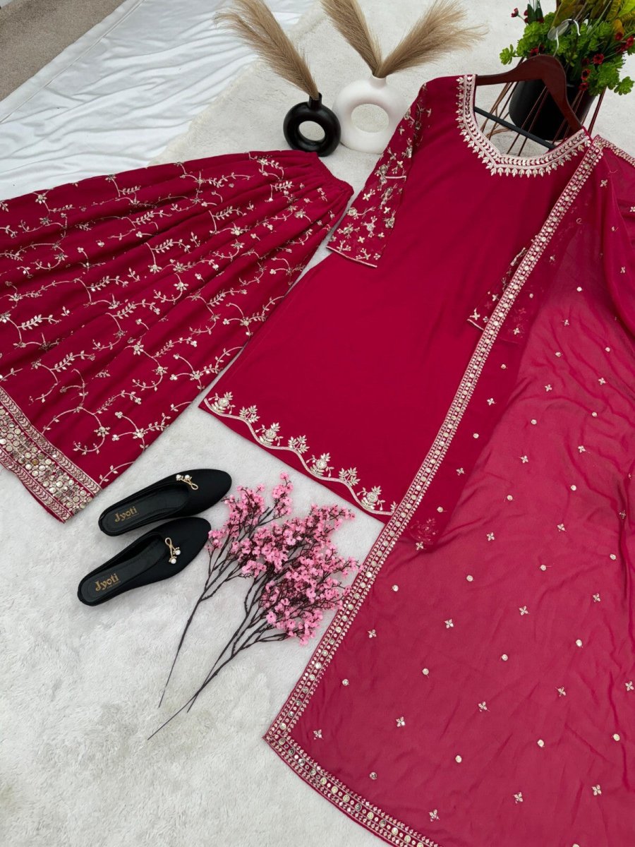 Bollywood Sharara Suit Ethnic Indian Kameez Salwar Pakistani Designer Georgette - 001FASHIONFORWARD