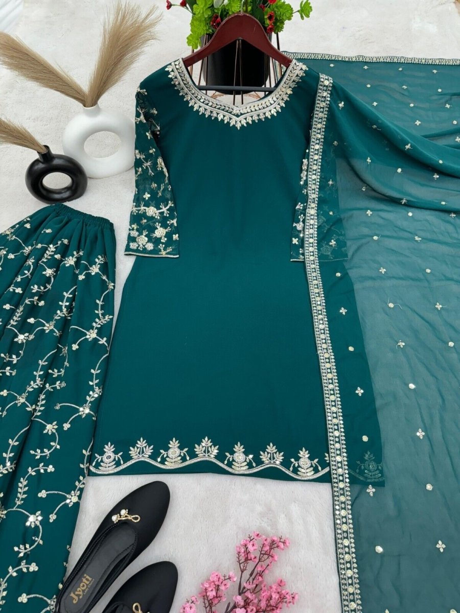 Bollywood Sharara Suit Ethnic Indian Kameez Salwar Pakistani Designer Georgette - 001FASHIONFORWARD