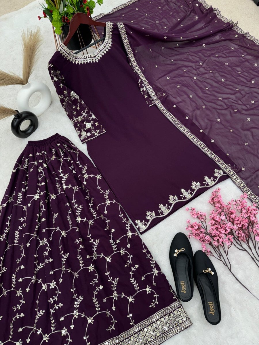Bollywood Sharara Suit Ethnic Indian Kameez Salwar Pakistani Designer Georgette - 001FASHIONFORWARD