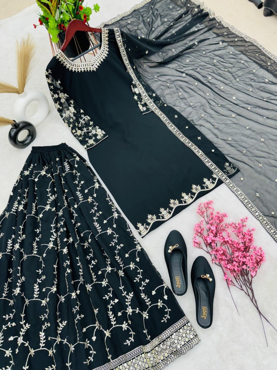 Bollywood Sharara Suit Ethnic Indian Kameez Salwar Pakistani Designer Georgette - 001FASHIONFORWARD