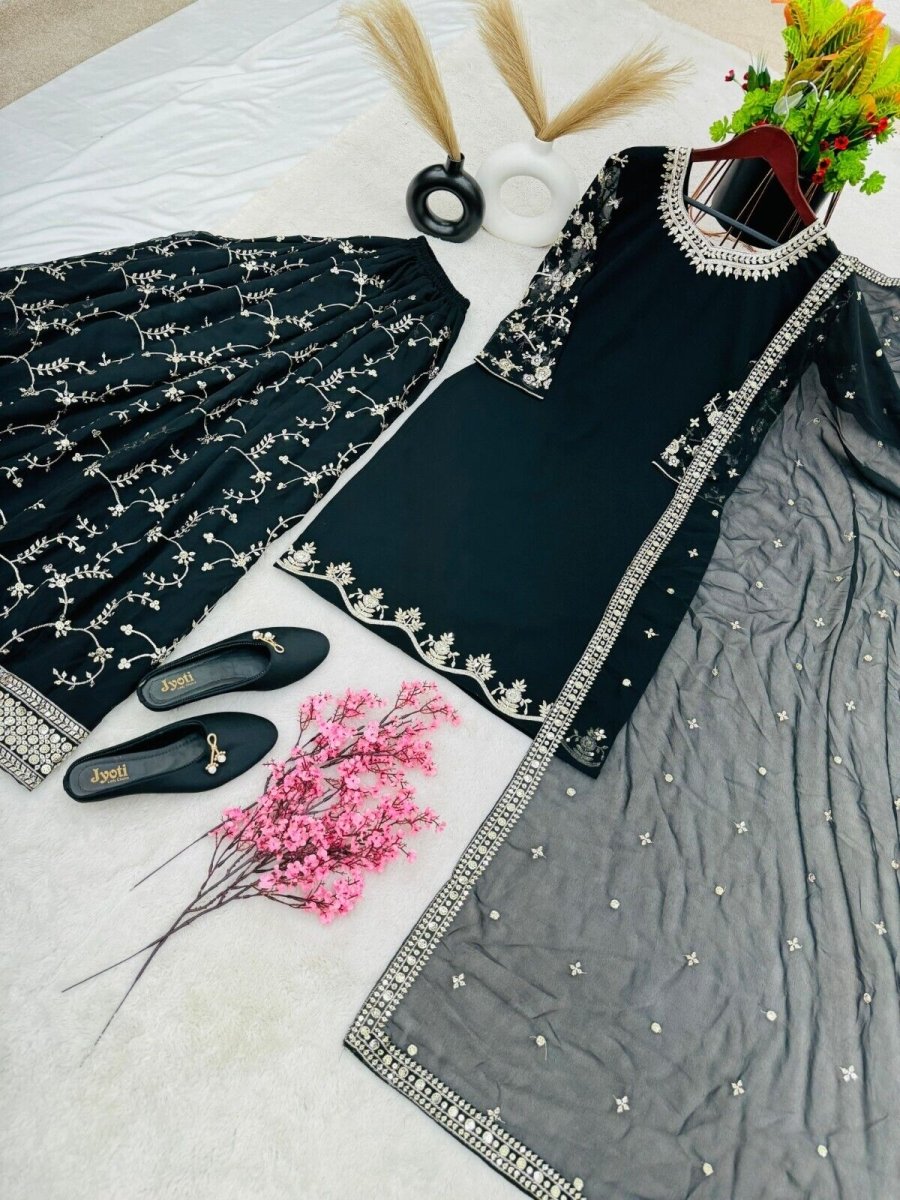 Bollywood Sharara Suit Ethnic Indian Kameez Salwar Pakistani Designer Georgette - 001FASHIONFORWARD